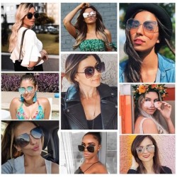 Aviator Fashion Designer Square Sunglasses for Women Flat Mirrored Lens SJ1082 - CJ18CYHC4QA $17.48