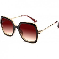 Square Oversized Sunglasses Women Vintage Square Geometric Brand Designer Shades - 2 - C41966GOIKK $30.67