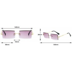 Round Fashion Small Rectangle Sunglasses Women Ultralight Candy Color Rimless Ocean Sun Glasses - Blue&pink - C318UU75W53 $15.40
