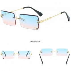 Round Fashion Small Rectangle Sunglasses Women Ultralight Candy Color Rimless Ocean Sun Glasses - Blue&pink - C318UU75W53 $15.40