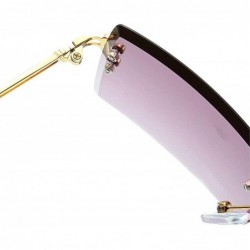 Round Fashion Small Rectangle Sunglasses Women Ultralight Candy Color Rimless Ocean Sun Glasses - Blue&pink - C318UU75W53 $15.40