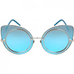 Oversized Oversized Patterned Cat Eye Sunnies w/Flat Lens 3141-FLREV - Silver - CG183IQUW3Z $7.87