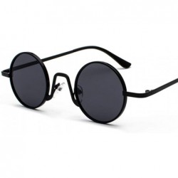 Round Round Vintage Sunglasses Men Gift Retro Sun Glasses Women Small Metal Fashion - Full Black - CU18ITZU42O $8.17