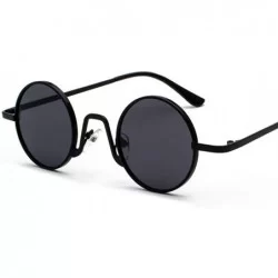 Round Round Vintage Sunglasses Men Gift Retro Sun Glasses Women Small Metal Fashion - Full Black - CU18ITZU42O $18.82