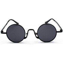 Round Round Vintage Sunglasses Men Gift Retro Sun Glasses Women Small Metal Fashion - Full Black - CU18ITZU42O $8.17