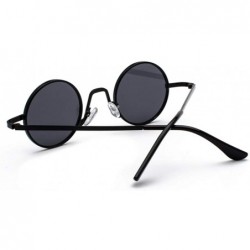 Round Round Vintage Sunglasses Men Gift Retro Sun Glasses Women Small Metal Fashion - Full Black - CU18ITZU42O $8.17