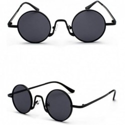 Round Round Vintage Sunglasses Men Gift Retro Sun Glasses Women Small Metal Fashion - Full Black - CU18ITZU42O $8.17