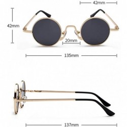 Round Round Vintage Sunglasses Men Gift Retro Sun Glasses Women Small Metal Fashion - Full Black - CU18ITZU42O $8.17