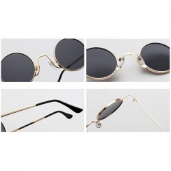 Round Round Vintage Sunglasses Men Gift Retro Sun Glasses Women Small Metal Fashion - Full Black - CU18ITZU42O $8.17