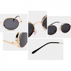 Aviator Men and women with the same fashion sunglasses- metal fashion small round mirror- sunglasses - D - CQ18SC36C7L $43.40