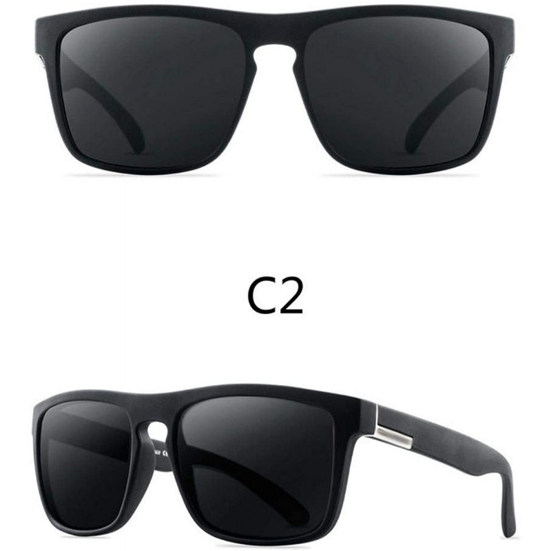 Goggle Men Polarized Sunglasses Vintage Anti-UV Driving Driver Black Goggles Eyewear Rectangle Shades Oculos - C2 - CG197A2IA...