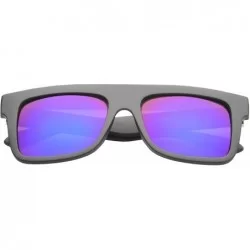 Wayfarer Flat Top Retro Square Sunglasses Sporty Reflective Lens UV400 - Purple - CO11NUXSVGL $16.26