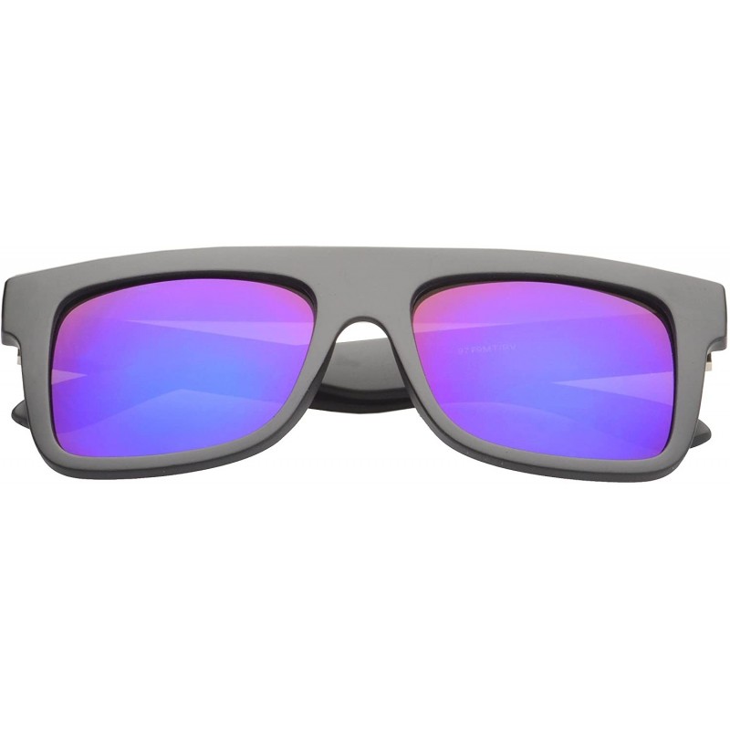 Wayfarer Flat Top Retro Square Sunglasses Sporty Reflective Lens UV400 - Purple - CO11NUXSVGL $6.68