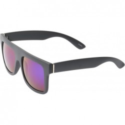 Wayfarer Flat Top Retro Square Sunglasses Sporty Reflective Lens UV400 - Purple - CO11NUXSVGL $6.68
