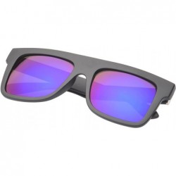 Wayfarer Flat Top Retro Square Sunglasses Sporty Reflective Lens UV400 - Purple - CO11NUXSVGL $6.68