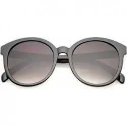 Round Oversize Horn Rimmed Flat Lens Round Sunglasses 55mm - Black / Lavender - CC12NS19HX0 $10.86