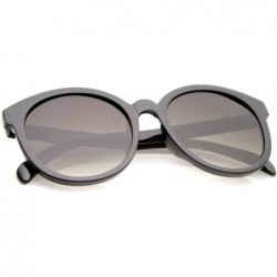 Round Oversize Horn Rimmed Flat Lens Round Sunglasses 55mm - Black / Lavender - CC12NS19HX0 $10.86