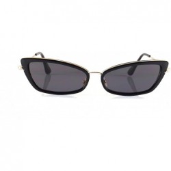 Cat Eye Retro Vintage Slim Wide Triangle Rectangular Cat-Eye Sunglasses A241 - Gold Black Black - C718KOGI2UZ $24.77