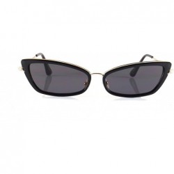 Cat Eye Retro Vintage Slim Wide Triangle Rectangular Cat-Eye Sunglasses A241 - Gold Black Black - C718KOGI2UZ $24.15