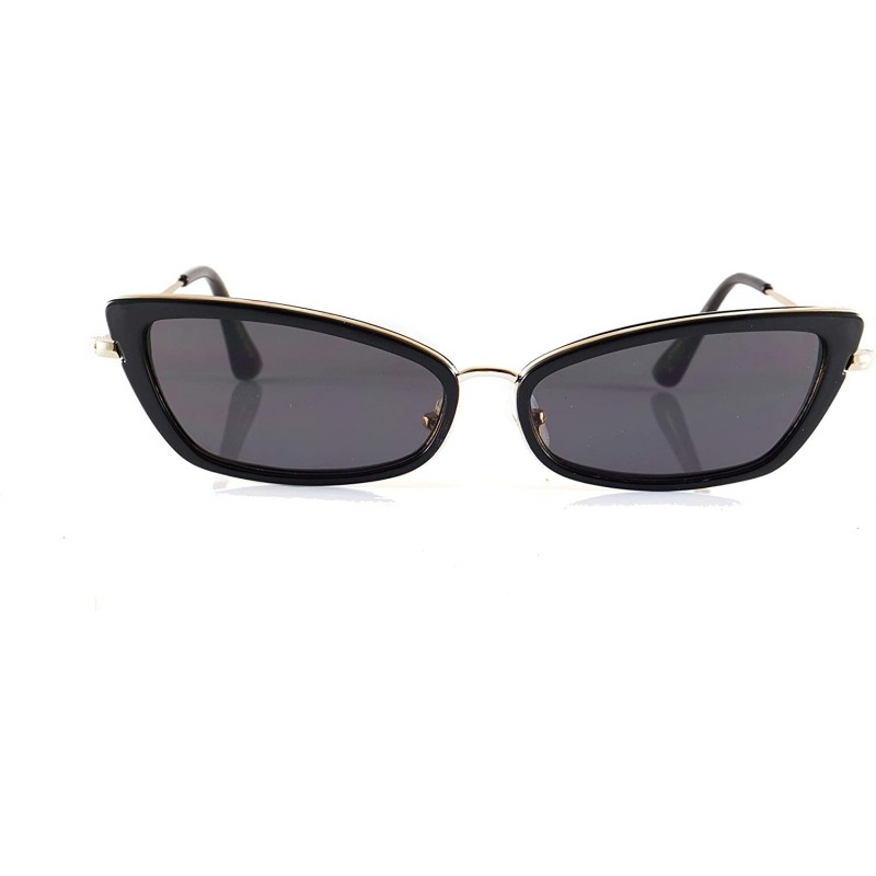 Cat Eye Retro Vintage Slim Wide Triangle Rectangular Cat-Eye Sunglasses A241 - Gold Black Black - C718KOGI2UZ $15.68