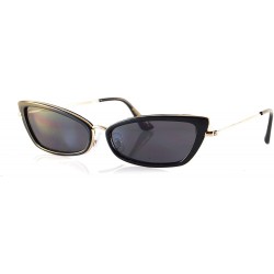 Cat Eye Retro Vintage Slim Wide Triangle Rectangular Cat-Eye Sunglasses A241 - Gold Black Black - C718KOGI2UZ $24.77
