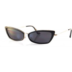 Cat Eye Retro Vintage Slim Wide Triangle Rectangular Cat-Eye Sunglasses A241 - Gold Black Black - C718KOGI2UZ $15.68