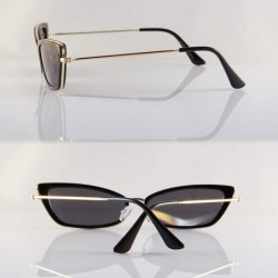 Cat Eye Retro Vintage Slim Wide Triangle Rectangular Cat-Eye Sunglasses A241 - Gold Black Black - C718KOGI2UZ $15.68