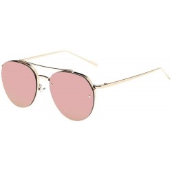 Aviator Women Fashion Circular Sunglasses Metal Frame Sunglasses Brand Classic Colorful Tone Mirr - B - CA18SNK7T0D $19.28