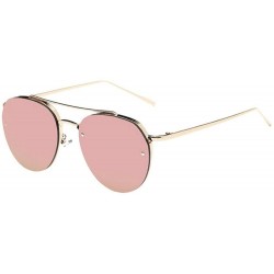 Aviator Women Fashion Circular Sunglasses Metal Frame Sunglasses Brand Classic Colorful Tone Mirr - B - CA18SNK7T0D $10.80