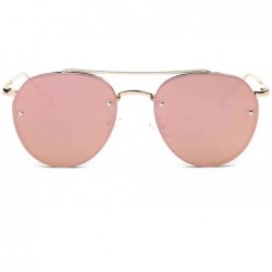 Aviator Women Fashion Circular Sunglasses Metal Frame Sunglasses Brand Classic Colorful Tone Mirr - B - CA18SNK7T0D $10.80