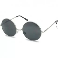 Round XL Oversized Round Circle Hippie Hipster Sunglasses - Metal Frame - Silver / Smoke Lens - CE124K9NVPT $19.80