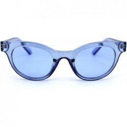Oval Mod Womens Thick Plastic Oval Hippie Horn Rim Sunglasses - Blue - CL18YMWQ40T $19.43