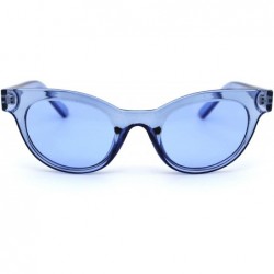 Oval Mod Womens Thick Plastic Oval Hippie Horn Rim Sunglasses - Blue - CL18YMWQ40T $10.22