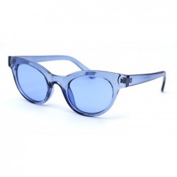 Oval Mod Womens Thick Plastic Oval Hippie Horn Rim Sunglasses - Blue - CL18YMWQ40T $10.22