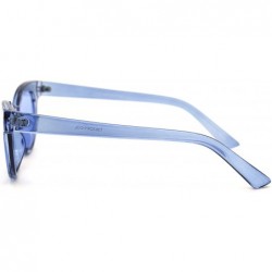 Oval Mod Womens Thick Plastic Oval Hippie Horn Rim Sunglasses - Blue - CL18YMWQ40T $10.22