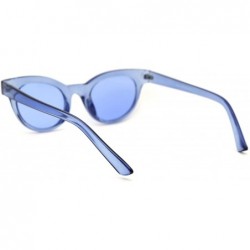 Oval Mod Womens Thick Plastic Oval Hippie Horn Rim Sunglasses - Blue - CL18YMWQ40T $10.22