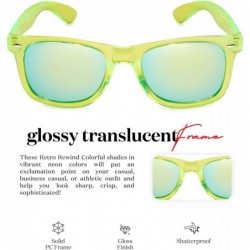 Sport Retro 80's Fashion Sunglasses - Colorful Neon Translucent Frame - Mirrored Lens - CF11OXK99KH $12.82