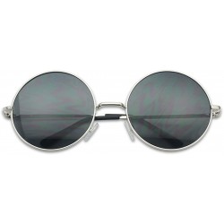 Round XL Oversized Round Circle Hippie Hipster Sunglasses - Metal Frame - Silver / Smoke Lens - CE124K9NVPT $12.41