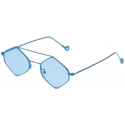 Semi-rimless Classic Eyewear Women Men Sunglasses Full Rim Pilot Woman Sunglasses - Blue - CT18NEWM525 $9.80