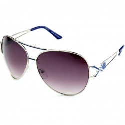 Aviator Randy" - Modern Celebrity Design Temple Design Aviator High Fashion Sunglasses for Women and Men - Blue - CH17YY5EILE...