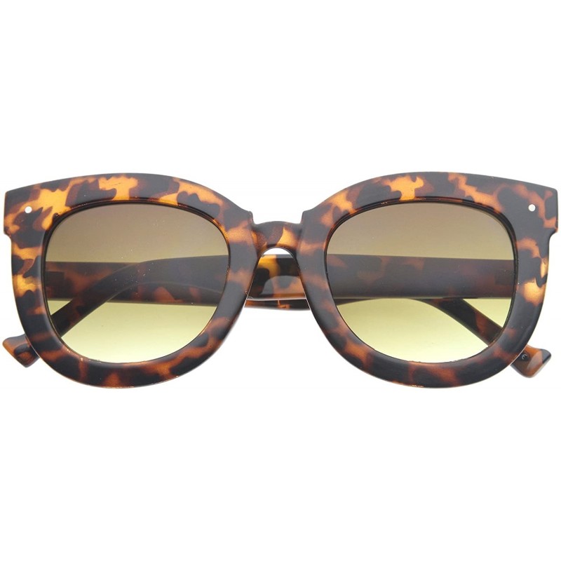 Cat Eye Womens Oversized Butterfly Horn Rimmed Round Cat Eye Sunglasses 67mm - Tortoise / Amber - C3128PMCOR3 $9.11