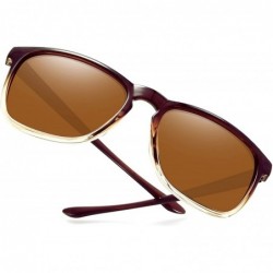Rectangular Fashion Oversized Sunglasses for Men - Retro Womens Lightweight Sunglasses Polarized E8942 - Brown Lightweight - ...