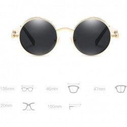 Oversized Retro Sunglasses Steampunk Eyewear UV400 Polarized Round Metal Men Women - Brown Frame/Brown Lens - CN18OSMW504 $12.59