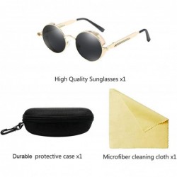 Oversized Retro Sunglasses Steampunk Eyewear UV400 Polarized Round Metal Men Women - Brown Frame/Brown Lens - CN18OSMW504 $12.59