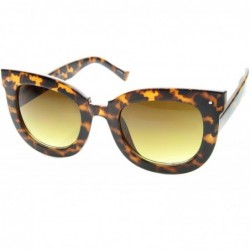 Cat Eye Womens Oversized Butterfly Horn Rimmed Round Cat Eye Sunglasses 67mm - Tortoise / Amber - C3128PMCOR3 $9.11