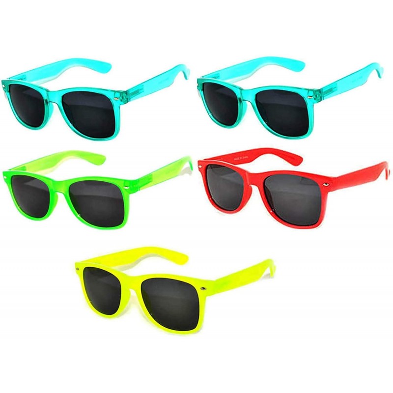 Wayfarer 6 - 5-10-18 Pairs Classic Vintage Retro 80's Sunglasses Colored Frame - Glow in the Dark Smoke - 5 Pairs - CC11QLM97...