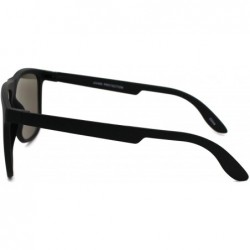 Rectangular Mens Minimal Matte Sport Flat Top Rectangular Horn Sunglasses - Matte Black Blue Mirror - CG18UASS4SC $7.77