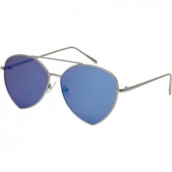 Aviator Pointed Aviators w/Flat Mirrored Lens 3148-FLREV - Silver - CM185IUAIAT $9.25