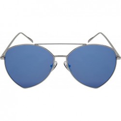 Aviator Pointed Aviators w/Flat Mirrored Lens 3148-FLREV - Silver - CM185IUAIAT $9.25