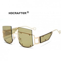 Semi-rimless Woman Retro Oversized Big Square Frame UV400 Polarized Sunglasses for Female 2130 - Green - CS18ZA6N29W $35.53